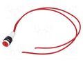Indicator: LED; prominent; red; 230VAC; Ø10mm; leads 300mm; plastic POLAM-ELTA LR-D7-230AC/DC/H