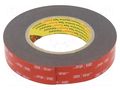Tape: fixing; W: 25mm; L: 5.5m; Thk: 1.6mm; acrylic; black 3M 3M-5962-25-5.5