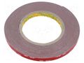 Tape: fixing; W: 9mm; L: 5.5m; Thk: 1.6mm; acrylic; grey; 39N/cm 3M 3M-160GF-9-5.5