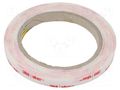 Tape: fixing; W: 9mm; L: 5.5m; Thk: 0.6mm; acrylic; white; -35÷90°C 3M 3M-4930P-9-5.5