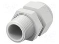 Cable gland; without nut; NPT1/2"; IP68; polyamide; light grey TE Connectivity 1SNG601160R0000