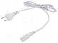 Cable; 2x0.5mm2; CEE 7/16 (C) plug,IEC C7 female; PVC; 1.2m; 2.5A POS POSAC-C7EU12WH