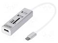 Hub USB; memory card reader,USB A socket x3; OTG,USB 2.0; PnP DIGITUS DA-70243