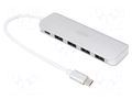 Hub USB; USB A socket x4,USB C socket,USB C plug; USB 3.0; grey DIGITUS DA-70242-1