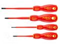 Kit: screwdrivers; insulated,slim; 1kVAC; Phillips,slot; 4pcs. NEO TOOLS NEO-04-144