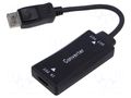Adapter; DisplayPort plug,HDMI socket; 4K,UHD 2160p; 150mm GEMBIRD A-HDMIF30-DPM-01