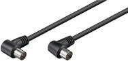 Angled Antenna Cable (<70 dB), Double Shielded, 1.5 m, black - coaxial plug 90° > coaxial socket 90° 11525