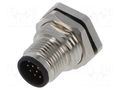 Connector: M12; socket; male; 1.5A; 30V; PIN: 12; IP67; straight; THT LUTRONIC 1231-12-T9CP