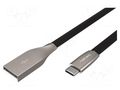 Cable; USB 2.0; USB A plug,USB C plug; nickel plated; 1m; black NATEC NKA-1954
