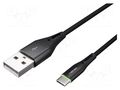 Cable; USB 2.0; USB A plug,USB C plug; nickel plated; 1m; black NATEC NKA-1957