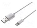Cable; USB 2.0; Apple Lightning plug,USB A plug; 2m; white; 12W NATEC NKA-2149