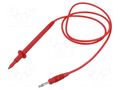 Test lead; 60VDC; 30VAC; 16A; probe tip,banana plug 4mm; Len: 1m HIRSCHMANN T&M PL3RT