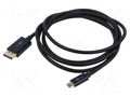 Cable; DisplayPort plug,USB C plug; PVC; 2m; black GOOBAY GOOBAY-75705