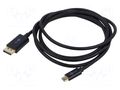 Cable; DisplayPort plug,USB C plug; PVC; 4K,HDCP,HDR,UHD 2160p GOOBAY GOOBAY-75705