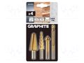 Drill set; step,conical; Ø: 4÷12mm; 4pcs. GRAPHITE 54T301