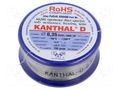 Resistance wire; 14Ω/m; -100÷1300°C; 0.1kg; Øout: 0.35mm; FeCrAl KANTHAL KANTHAL-D-0.35/100