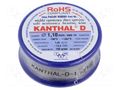 Resistance wire; 1.42Ω/m; -100÷1300°C; 0.1kg; Øout: 1.1mm; FeCrAl KANTHAL KANTHAL-D-1.10/100