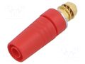 Connector: 4mm banana; socket; 32A; 1kV; red; gold-plated; M4,screw HIRSCHMANN T&M SAB2600GM4AURT
