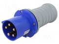 Connector: AC supply 3-phase; plug; male; 63A; 250V; IP&S; IP44 AMPHENOL 2CMA166768R1000