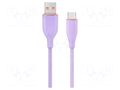 Cable; USB 2.0; USB A plug,USB C plug; 1.5m; violet; silicone GEMBIRD CC-USB2S-AMCM1.5P