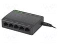 Switch Ethernet; DC socket,RJ45 socket x5; black; 1Gbps LANBERG DSP1-0105
