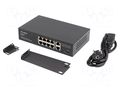 Switch Ethernet; IEC C14,RJ45 socket x10; Gigabit Ethernet LANBERG RSFE-8P-2GE-120