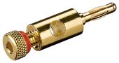 Banana Plug with Screw Connection, red - gold-plated, 4 mm, red coloured ring 11684