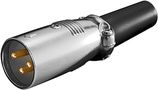 Microphone Plug, XLR male (3-pin), 3 Pin, silver - with gold plated contacts and screwed strain-relief 11954