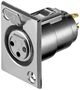 Microphone Chassis Femal Socket, XLR female (3-pin), 3 Pin - with locking mechanism and gold plated contacts 11973