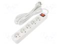 Extension lead; 3x1.5mm2; Sockets: 5; rubber; white; 3m; 10A LANBERG PS1-05E-0300-W