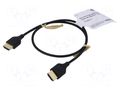 Cable; HDMI plug,both sides; HDCP 2.2,HDMI 2.0,slim; 0.5m; black GOOBAY GOOBAY-75297