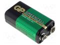 Battery: zinc-carbon; 6F22; 9V; non-rechargeable; GREENCELL GP BAT-6F22/G