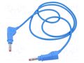 Test lead; 19A; banana plug 4mm,both sides; Len: 1m; blue STÄUBLI XZG410/SIL-10023