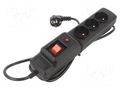 Plug socket strip: protective; Sockets: 3; 250VAC; 10A; black ARCON M3-5.0M-CZ