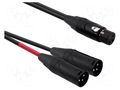Cable; XLR male 3pin x2,XLR female 3pin; 1m; black; PVC REDS MUSIC AU3110BX