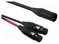Cable; XLR male 3pin,XLR female 3pin x2; 1m; black; PVC REDS MUSIC AU3210BX