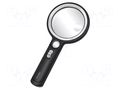 Hand magnifier; Mag: x5,x13,x20; Lens: Ø90mm; Illumin: LED LOGILINK PC-WZ0075