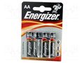 Battery: alkaline; AA; 1.5V; non-rechargeable; 4pcs; Base ENERGIZER BAT-LR6/EGB-B