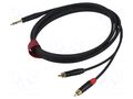 Cable; Jack 6,3mm plug,RCA plug x2; 3m; black; PVC REDS MUSIC AU1130BX