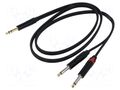 Cable; Jack 6,3mm plug,Jack 6,3mm plug x2; 1.5m; black; PVC REDS MUSIC AU1215BX