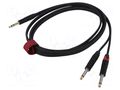 Cable; Jack 6,3mm plug,Jack 6,3mm plug x2; 3m; black; PVC REDS MUSIC AU1230BX