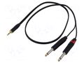 Cable; Jack 3.5mm plug,Jack 6,3mm plug x2; 1m; black; PVC REDS MUSIC AU1710BX