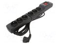 Plug socket strip: protective; Sockets: 6; 250VAC; 10A; black ARCON M6-5.0M-CZ