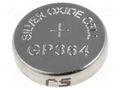 Battery: silver; coin,R621,SR60; 1.55V; non-rechargeable; 1pcs. GP BAT-SG1