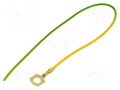 Cable with crimped terminals; H05V-K; 0.5mm2; yellow-green; ring CHEVAL M6-050YG025