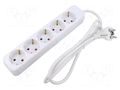 Extension lead; 3x1mm2; Schuko; Sockets: 5; rubber; white; 1.5m; 10A LANBERG PS0-05F-0150-W