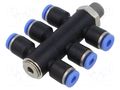 Plug-in distributor; -0.95÷15bar; nickel plated brass,PBT PNEUMAT 175.018-4