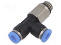 Push-in fitting; T-tap splitter; -0.95÷10bar; Thread: M6; 0÷60°C PNEUMAT PD-63