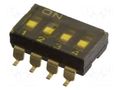 Switch: DIP-SWITCH; Poles number: 4; ON-OFF; 0.025A/24VDC; Pos: 2 OMRON Electronic Components A6S-4102-PH