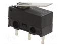 Microswitch SNAP ACTION; 1A/125VAC; 0.5A/30VDC; with lever; SPDT OMRON Electronic Components D2F-FL-T